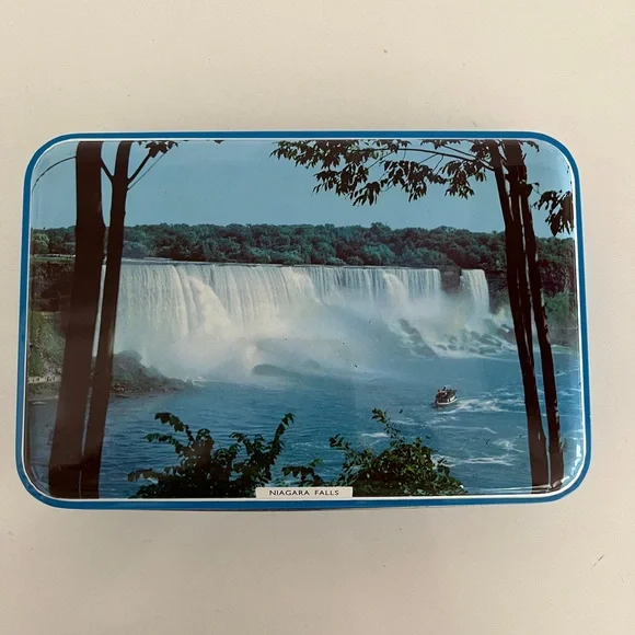 VINTAGE Riley's Toffee Niagara Falls Rectangular Tin Decor Storage Landmarks - Picture 3 of 17